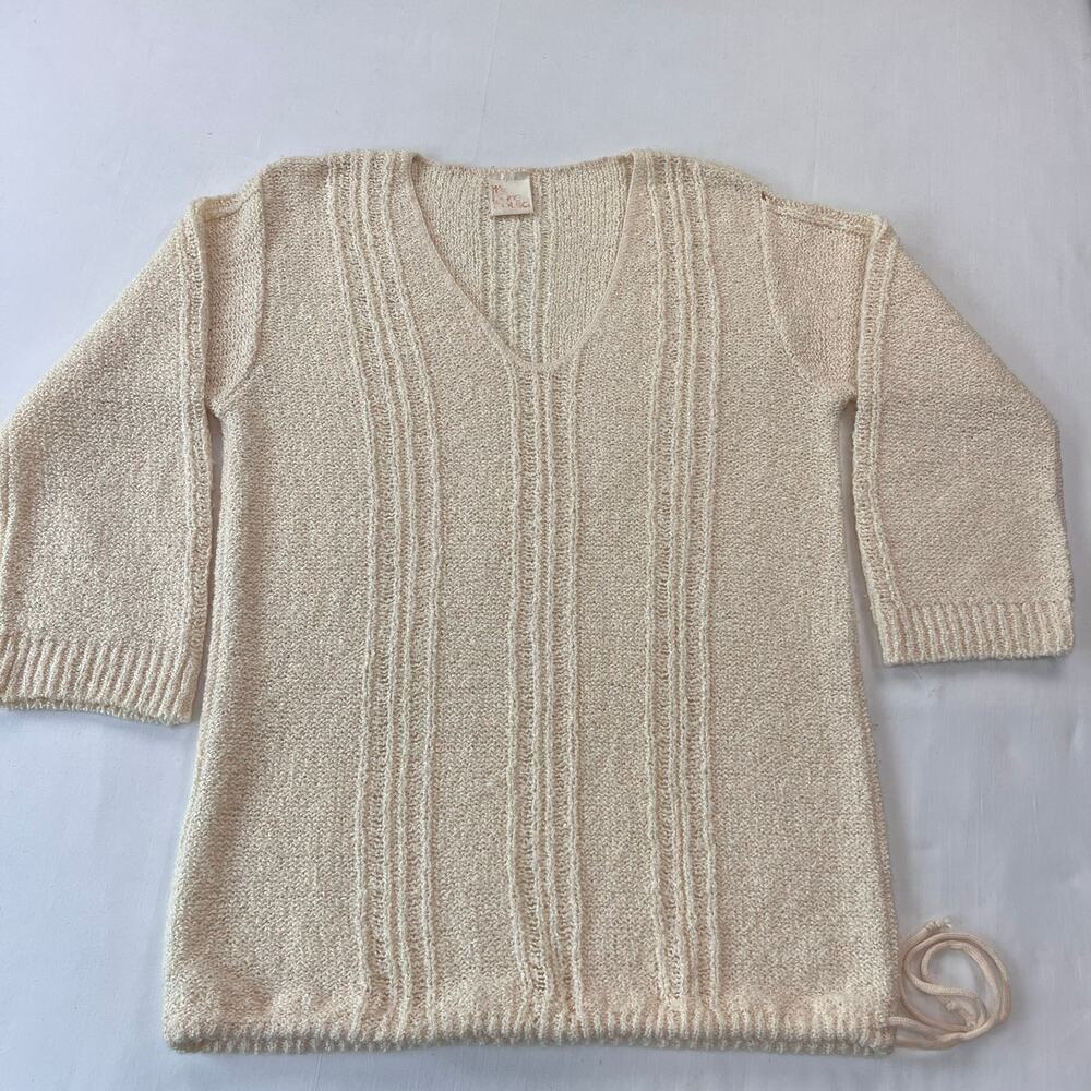 It's Pure Gould Vintage Women's Acrylic Ivory Knit eyelet sweater size Medium